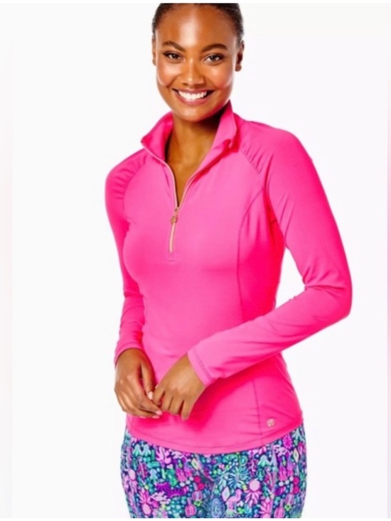 Lilly Pulitzer Tops - Lilly Pulitzer Justine 1/2 Zip Athletic Performance Jacket Pink. Large.